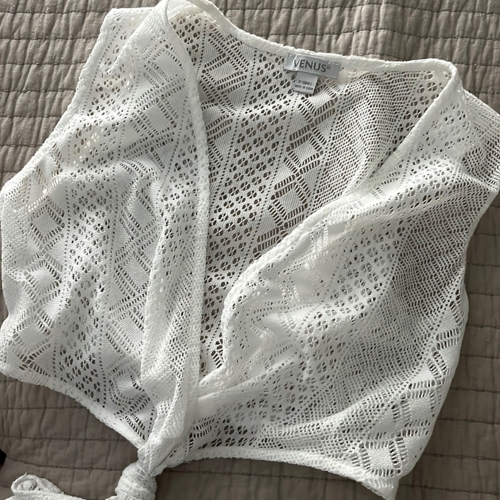 Venus white crochet cover up dress